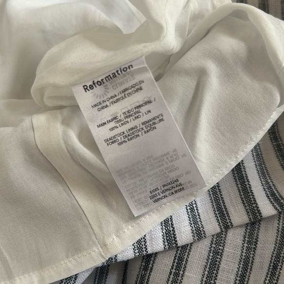 NEW Reformation Phillipa Linen Mini Dress in Antibes Stripe Blue White  | sz 4 - Picture 9 of 12